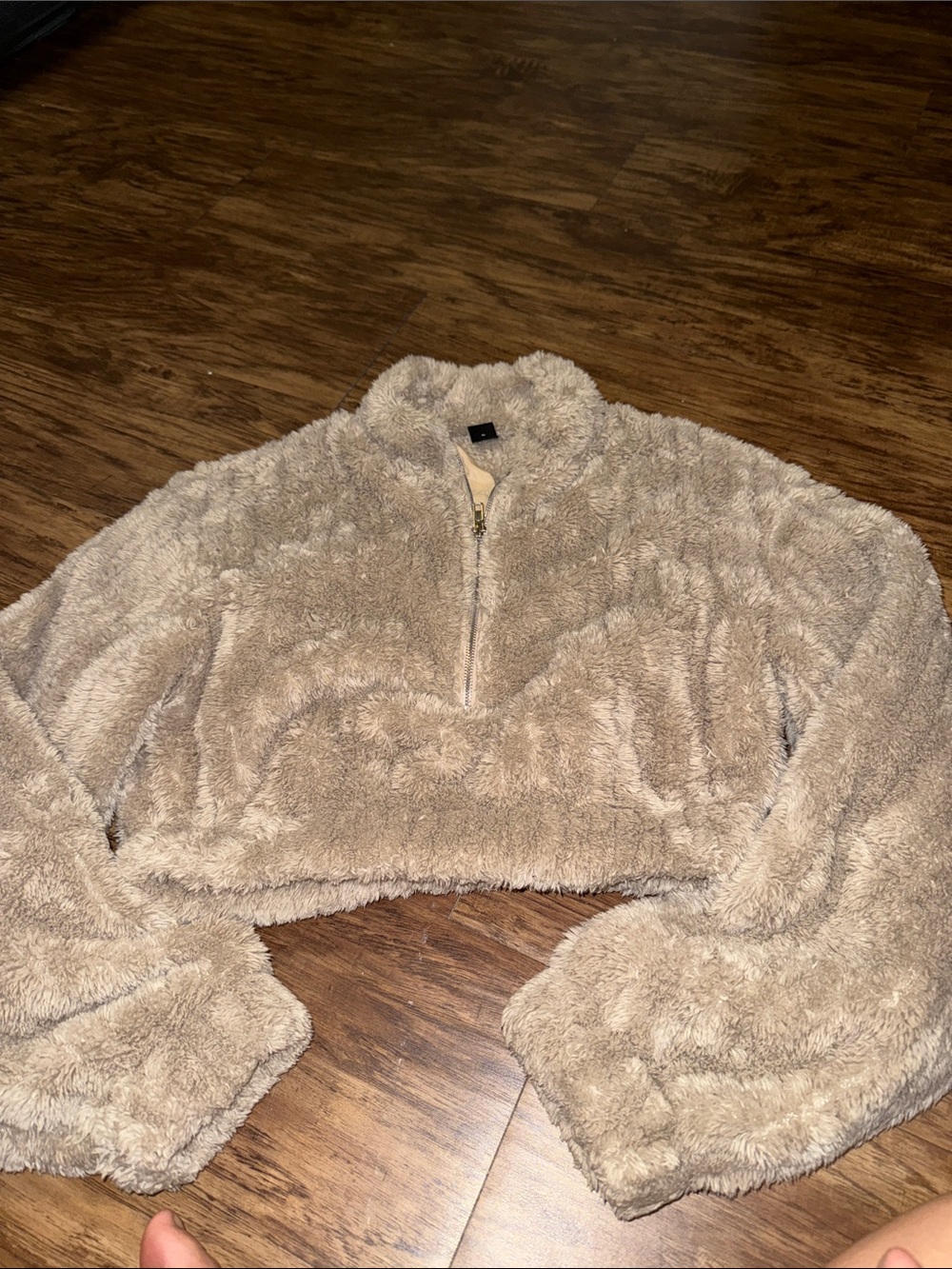SHEIN Plush Zip-Up Jacket - Beige